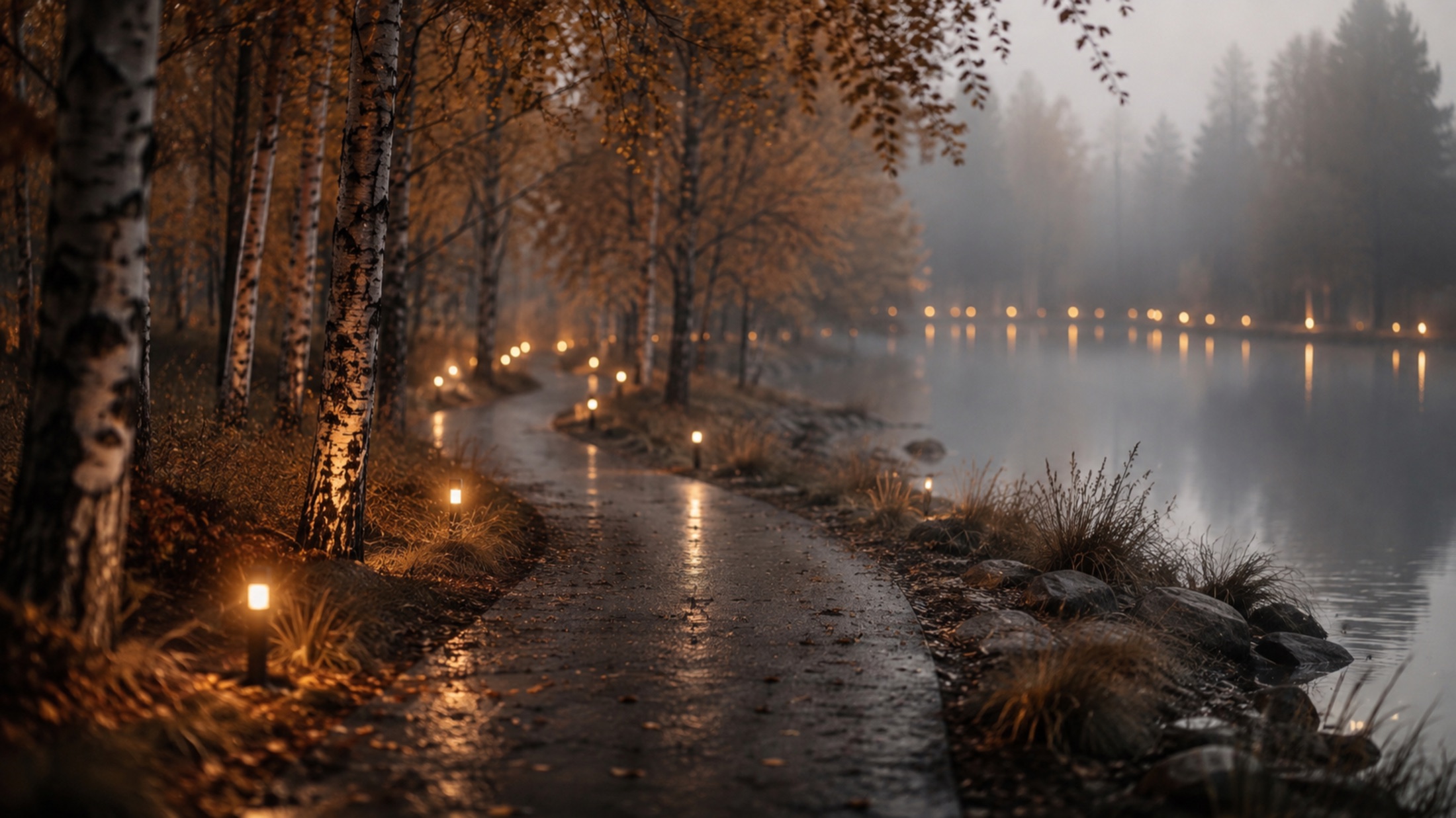 Design study of a quiet birch-lined lakeside path at the institute
